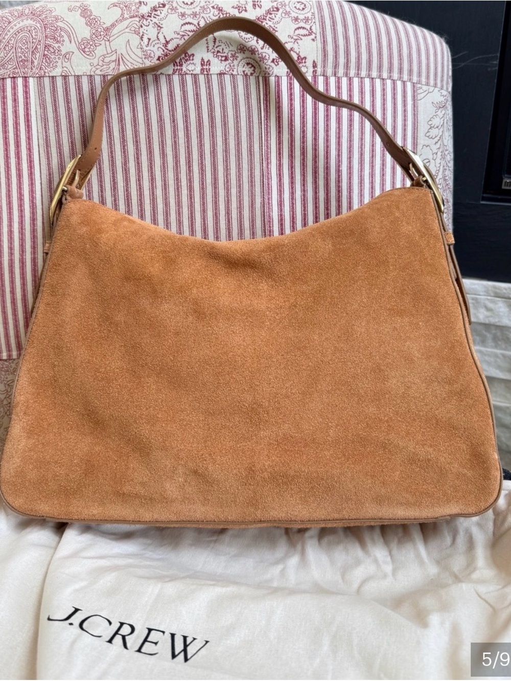 Berkeley Large Suede Shoulder Bag in Tan - Picture 4 of 8